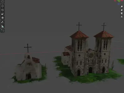 Spanish Cathedral and Church Low-poly 3D model