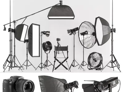 A set of equipment for a photo studio 3D model