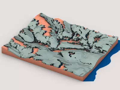 Low Poly Fantasy Landscape Terrain 3D model