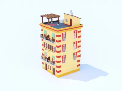 Italian Building number 5 Lowpoly Low-poly 3D model