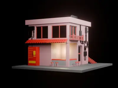 Isometric house 3D Low-poly Low-poly 3D model