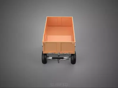 WOOD WOODEN BED WAGON CART TRUCK TROLLEY TRANSPORT WHEELBARROW 4 3D model