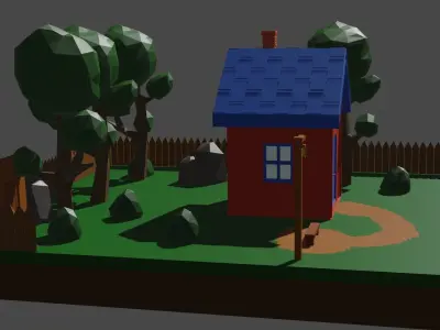 catoon house model in bek Low-poly 3D model