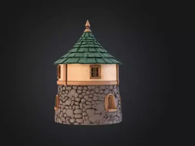 Medieval Round House Low-poly 3D model