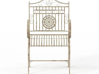 Maison Rouge Tennyson Distressed White Rustic Garden Chair 3D model