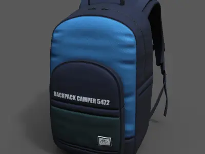 Backpack Camping Generic military combat bag baggage pockets  Low-poly 3D model