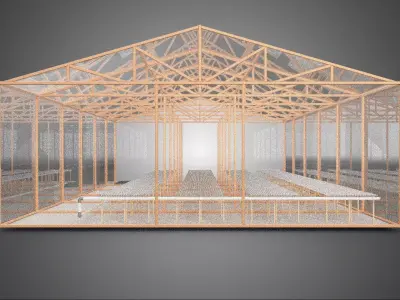 AGRICULTURE BUILDING LAYOUT FARMING GREENHOUSE HYDROPONIC GARDEN 3D model