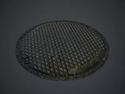 Manhole metal plate Low-poly 3D model