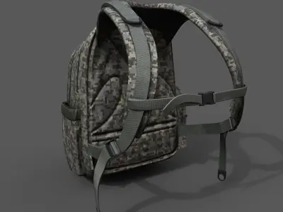 Backpack Camping Generic military camo human  Low-poly 3D model