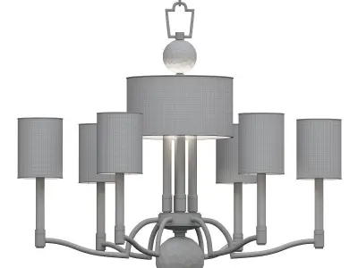 Hudson light chrome chandelier with shades 3D model