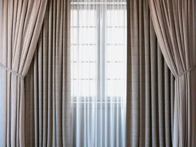Curtains with tulle set 04  3D model