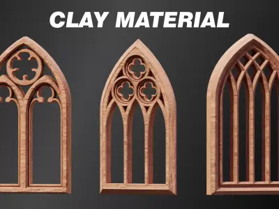 Gothic Windows Pack Low-poly 3D model