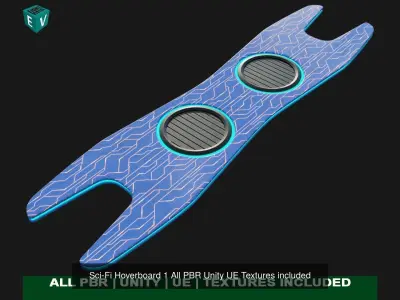 10 Sci Fi Hoverboards All PBR Unity UE Textures Included 3D Model Pack