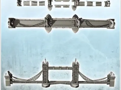 Tower Bridge over the Thames London United Kingdom - Modern WW2  3D print model