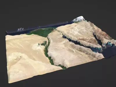 Egypt and the Nile River Map Topography Low-poly 3D model