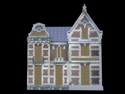 Abandoned Mansion back wall Free low-poly 3D model