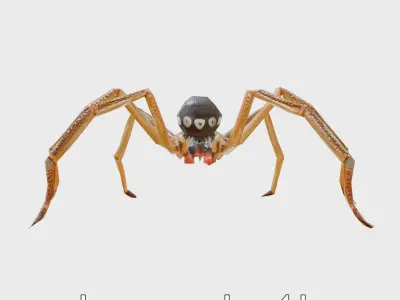 Monster Spider Hybrid with Human Face and Plasma Tails Low-poly 3D model
