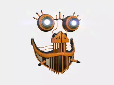 Steampunk Mask A09 Yellow - SciFi Character Design Low-poly 3D model