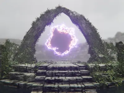 Ancient Portal Temple Ruin Low-poly 3D model