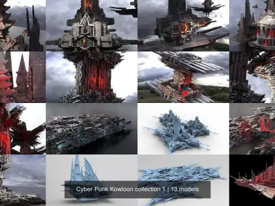 Cyber Punk Kowloon collection 1 3D Model Pack
