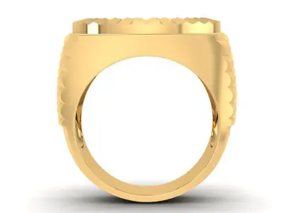 Men Round Signet Ring with Cluster Diamond Setting  2151 3D print model