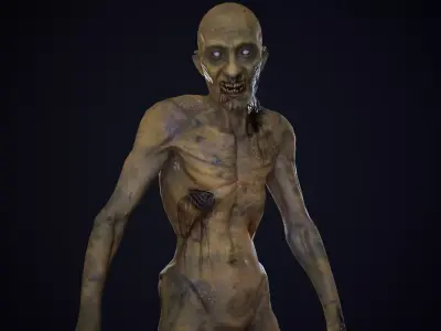Skinny Zombie Low-poly 3D model