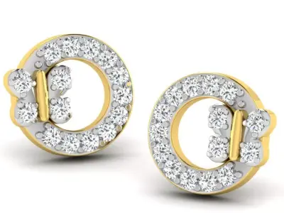 Gold Diamond Women Earring 3D print Model 3D print model 174