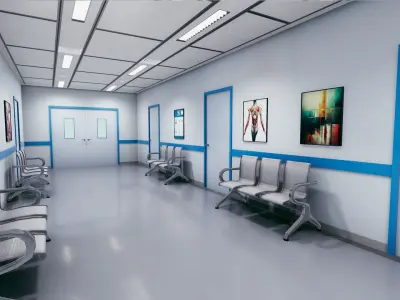 Hospital Corridor Low-poly 3D model
