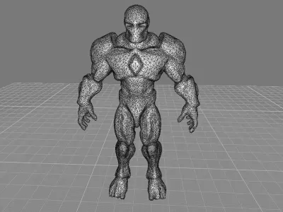 Muscular stone golem Low-poly 3D model