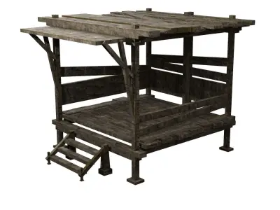 Classic Hut and river toilet Low-poly 3D model