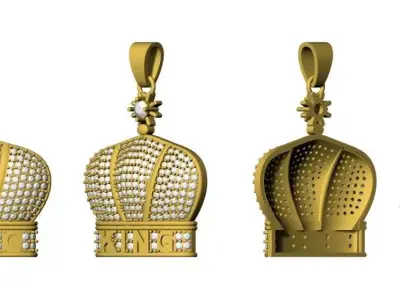 royalty A Crown King Pendant 3D print model 3D print model