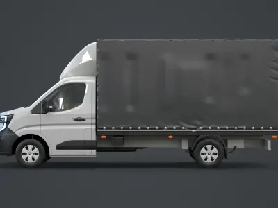  Renault Master 2025 Curtain Box Truck 3D Model 