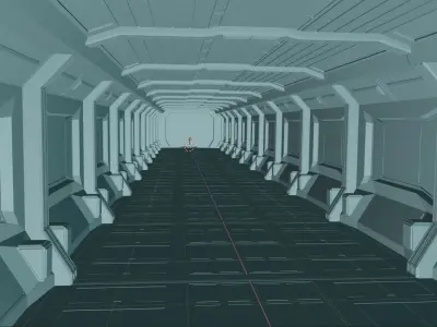 Space Corridor Free low-poly 3D model