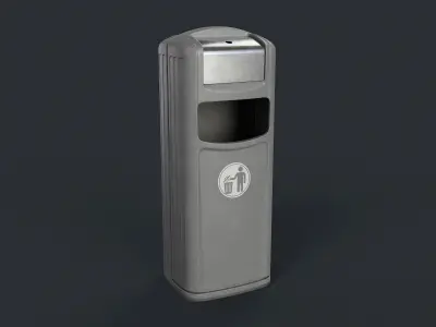 Street Trash Can 35 PBR Game Ready Low-poly 3D model