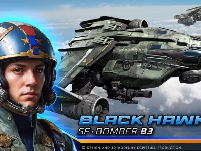 Black Hawk Bomber - B3 Low-poly 3D model