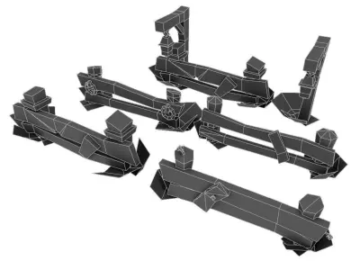 Barrel n Fence Set - Low Poly Hand Painted Low-poly 3D model