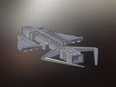 Sci-Fi War spacecraft Low-poly 3D model