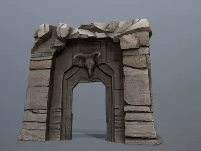 old gate Low-poly 3D model 3