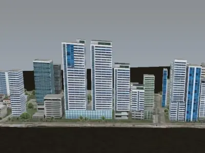 New modern city very low poly model Low-poly 3D model