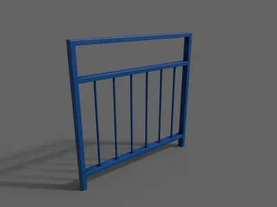 PBR Pedestrian Guard Rail Blue V4 Low-poly 3D model