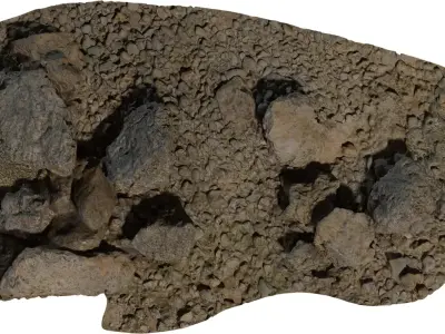 Rocky Riverbed Ground Patch Low-poly 3D model