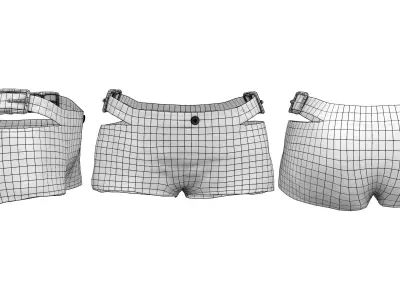 Low Rise Shorts With Cut Out Buckles Low-poly 3D model
