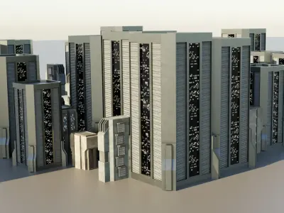Sci-fi City Buildings 02 Low-poly 3D model