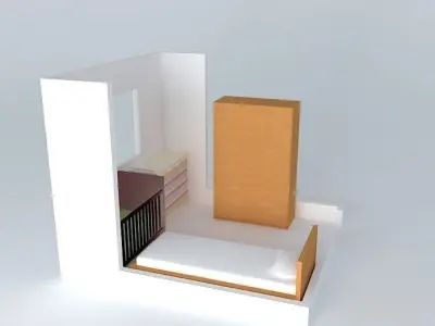 luorkut room with bed and desk Free 3D model