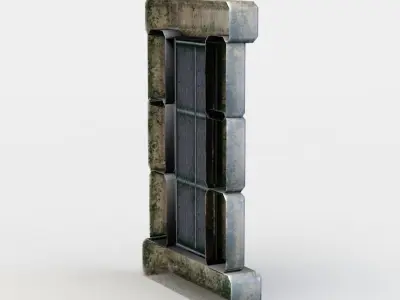 Window wooden door with glass Low-poly 3D model