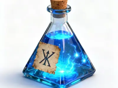 Glowing Blue Mana Potion 3D Model Fantasy Magic Flask Low-poly 3D model