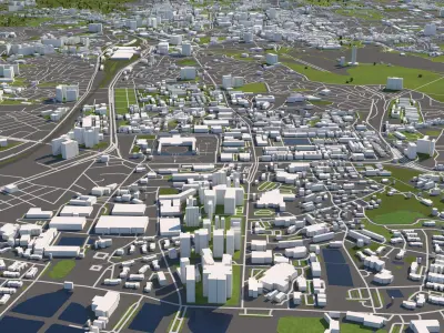 Seoul South Korea 50x50km 3D City Map 3D model