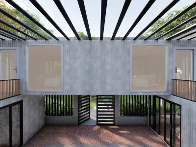 40 ft Five Container Two Story House 3D Model 3ds Max 3D model