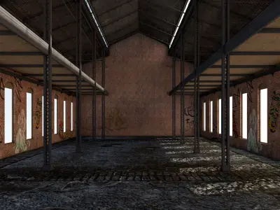 Old Warehouse 5 interior and exterior 3D model