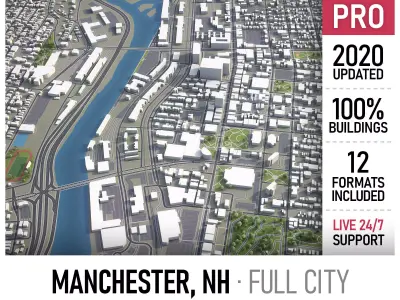 Manchester - New Hampshire Low-poly 3D model